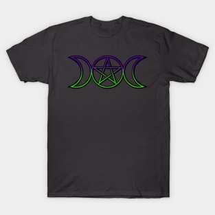 Triple Moon Goddess Purple Green T-Shirt